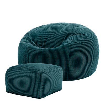 Pouf classique et son repose-pied velours côtelé Oeko-Tex® - KINGSTON ICON
