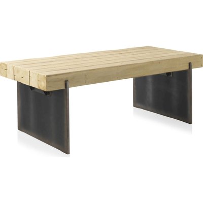 table basse bois d'abeto et pieds laqués finition métalisée RECOLLECTION