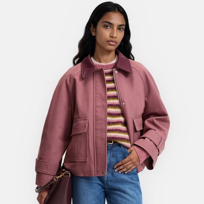 Veste en coton avec col contrasté LA REDOUTE COLLECTIONS