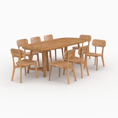 Table et chaises de jardin 8 personnes en bois - BORA RENDEZ-VOUS DÉCO