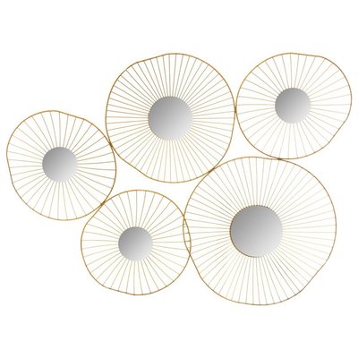 Décoration Murale Métal 5 Miroirs Or ATMOSPHERA