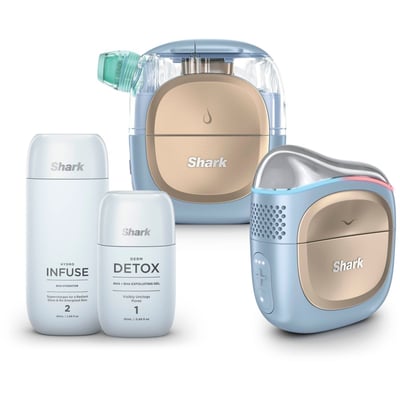 Appareil éclat visage 3 en 1 FacialPro Glow + DePuffi: nettoyant, hydratant, resculptant - Bleu Spa SHARK