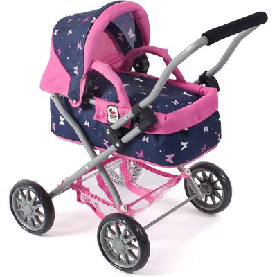 Poussette pour poupée SMARTY Bleu Rose Papillons BAYER CHIC 2000