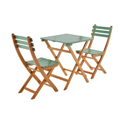 Table de jardin pliante bois d'acacia 2 chaises HILORA SWEEEK