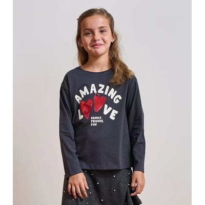 T-shirt met lange mouwen, met opdruk en pailletten TAPE A L'OEIL