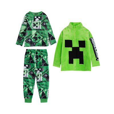 Ensembles de pyjamas longs manches longues motif Creeper MINECRAFT