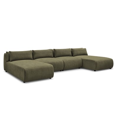Canapé modulable 4 places en tissu texturé, JANA BOBOCHIC