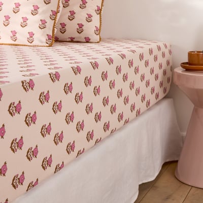 Drap-housse en coton lavé bonnet 30 cm, DIMANI LA REDOUTE INTERIEURS