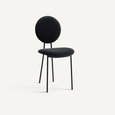 Chaise médaillon en métal acier et velours, Rossy AM.PM