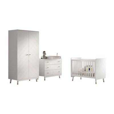 Ensemble 4 Pièces Billy blanc Lit Commode Plan À Langer Armoire VIPACK