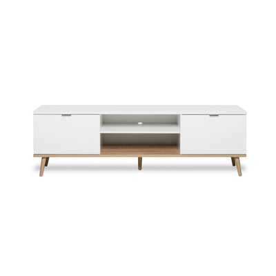 Meuble TV blanc 2 portes style scandinave ALVA PIER IMPORT