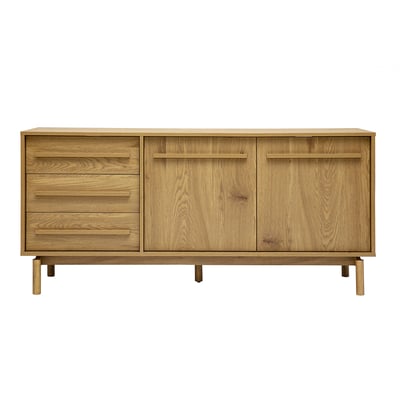 Buffet finition bois chêne 2 portes 3 tiroirs L160 cm YSEULT MILIBOO