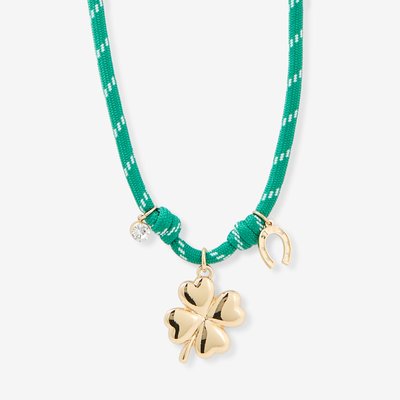 Collier cordons vert à charms trèfle BALABOOSTE