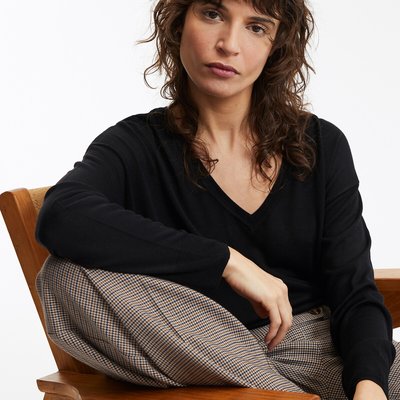 Fine Knit Jumper with V-Neck LA REDOUTE COLLECTIONS