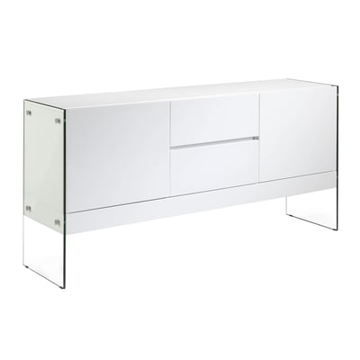 Buffet en bois blanc et verre trempé ANGEL CERDA