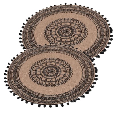 Lot de 2 sets de table en jute avec pompons AZUSA TOILINUX
