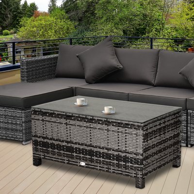 Table basse jardin résine tressée grise OUTSUNNY