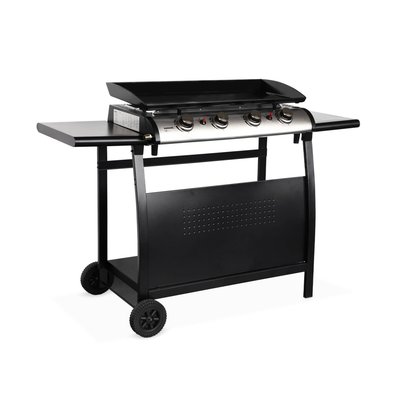 Plancha gaz 4 brûleurs inox 10kW avec chariot PLANCHA PORTHOS 4 BRÛLEURS + CHARIOT SWEEEK