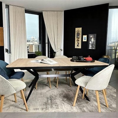 Table rectangulaire extensible en chêne blanc 180 cm PALERME PIER IMPORT