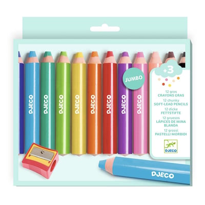 12 gros crayons gras - DJECO