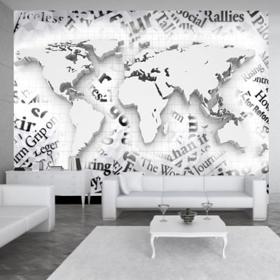 Papier peint intissé panoramique Carte du monde The world of newspapers EDEN