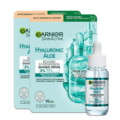 Routine Hydratante : Sérum  & Masques Tissus GARNIER