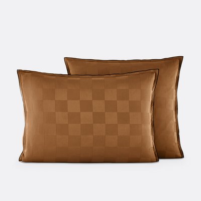 Taie d'oreiller satin de coton lavé, Victor damier LA REDOUTE INTERIEURS