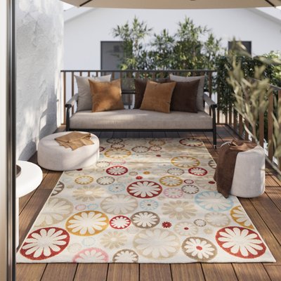 Tapis intérieur extérieur bohème motif floral , FLOWERDROPS WECON HOME