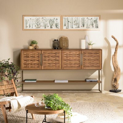 Buffet haut 205,5 cm 4 portes en teck recyclé sur pied SWING PIER IMPORT