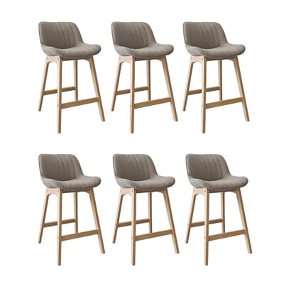 Lot de chaises d'îlot et bar en chêne et assise tissu bouclette 65cm MILK | Lot de 6 MOB IN