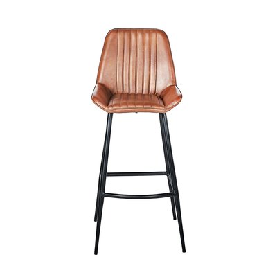 Retro Leather Stool with Iron Legs SO'HOME