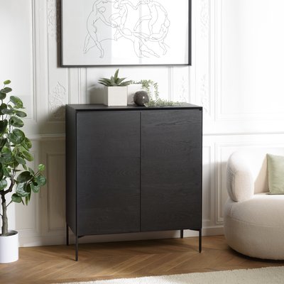Buffet contemporain 2 portes bois couleur noire MAYENCE PIER IMPORT