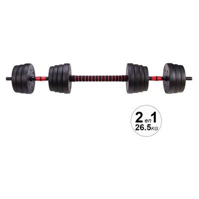 Haltères modulables 2 en 1 avec barre d'extension 26.5 kgs JARDINDECO