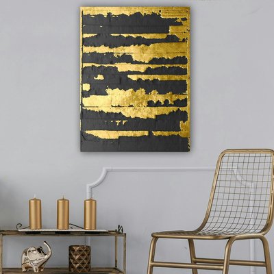 Tableau abstrait noir et or – style contemporain PIER IMPORT