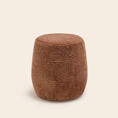 Pouf en chenille avec Motif graphique LEAH MADURA