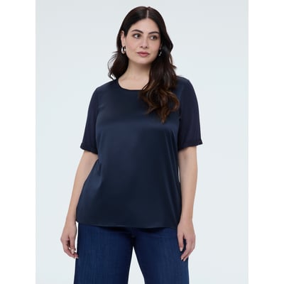 T-shirt bimatière avec encolure ronde FIORELLA RUBINO