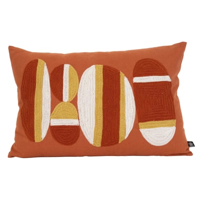 Coussin brodé motif galets de plage SUD ETOFFE