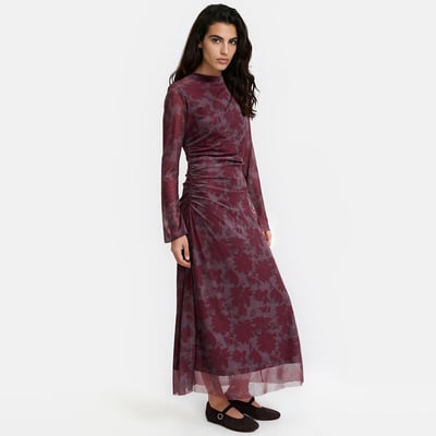 Robe longue drapée, imprimé floral, manches longues LA REDOUTE COLLECTIONS