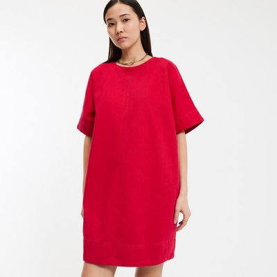 Vestido evasé, em ganga, mangas curtas LA REDOUTE COLLECTIONS