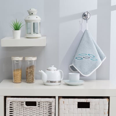 Lot de 3 torchons carrés en éponge coton OCEAN FISH SENSEI MAISON