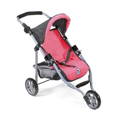 Petite poussette de jogging LOLA pour poupées, anthracite - rose BAYER CHIC 2000