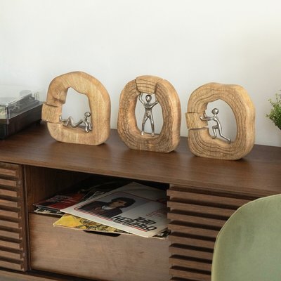 Декор для интерьера деревянный, композиция люди из манго SO'HOME