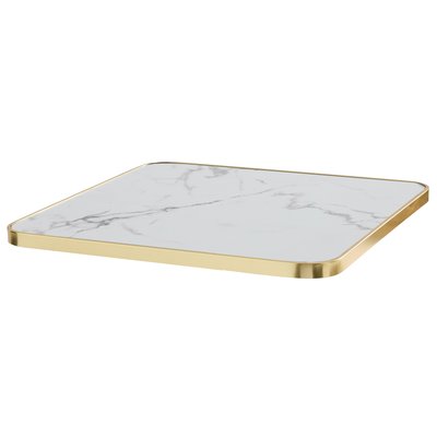 Plateau de table carré en mélaminé avec cerclage en aluminium 60 x 60 cm OVIALA