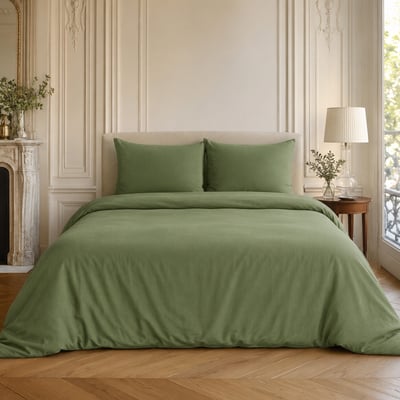 Parure housse de couette en coton et lin unie, HAVEN C DESIGN HOME TEXTILE