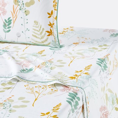 Herbarium Floral 100% Cotton Percale 200 Thread Count Flat Sheet LA REDOUTE INTERIEURS