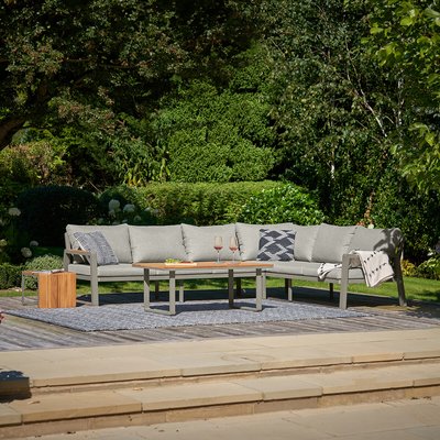 Stockholm 6 Seater Garden Corner Sofa Set Limestone SO'HOME