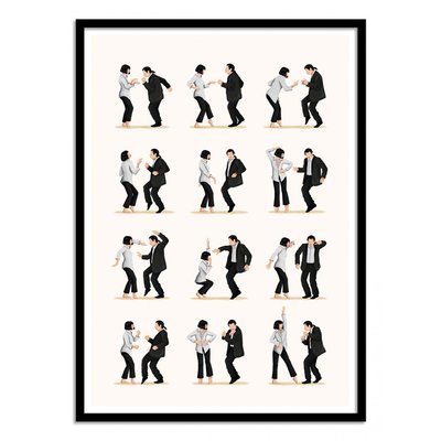 Affiche d’art et cadre noir 30 x 40 cm - Pulp Fiction Dancing - Nour Tohme WALL EDITIONS