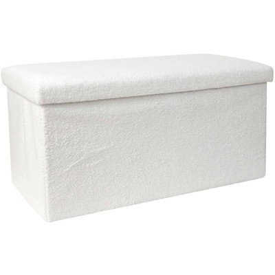 Banc coffre pliable en bouclette blanc CMP