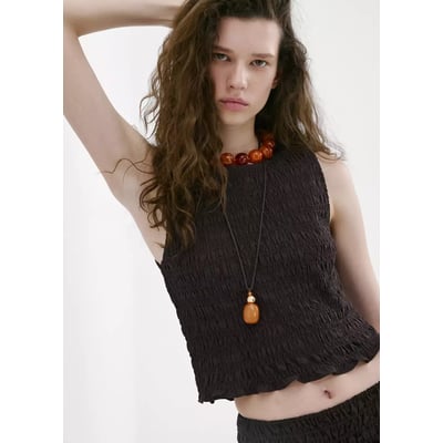 Haut en lyocell à motif nid d'abeille MANGO