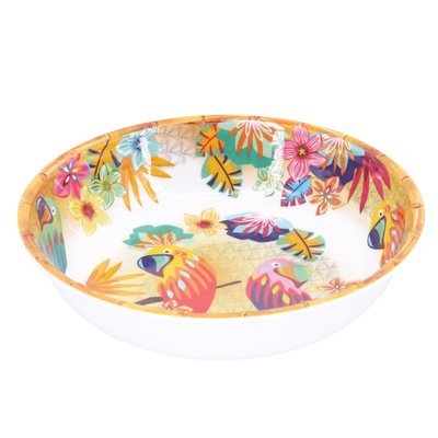 Grande Assiette Creuse en mélamine pure - 23 cm - Perroquets de Bahia LES JARDINS DE LA COMTESSE